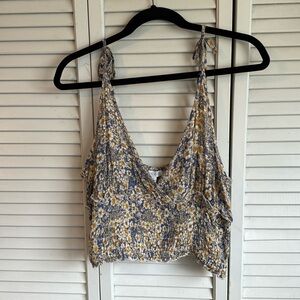 Patrons of Peace Floral Crop Top - Blue and Yellow